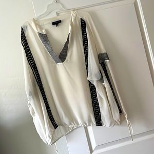 Lane Bryant blouse 18/20 off white/black sheer